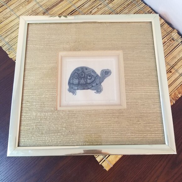 Wall Art Christine McGinnis Etching Turtle Framed Limited Edition Frame 12 x 12 - Picture 1 of 11